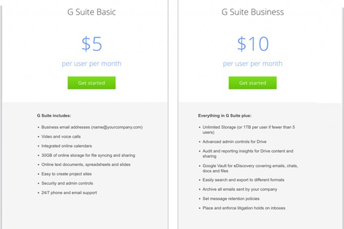 GSuite basic and Business plan